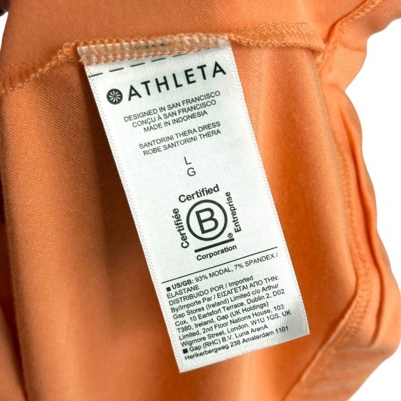Athleta Santorini Thera Dress Cactus Peach Sleeveless Racerback Midi Size L - Picture 8 of 8